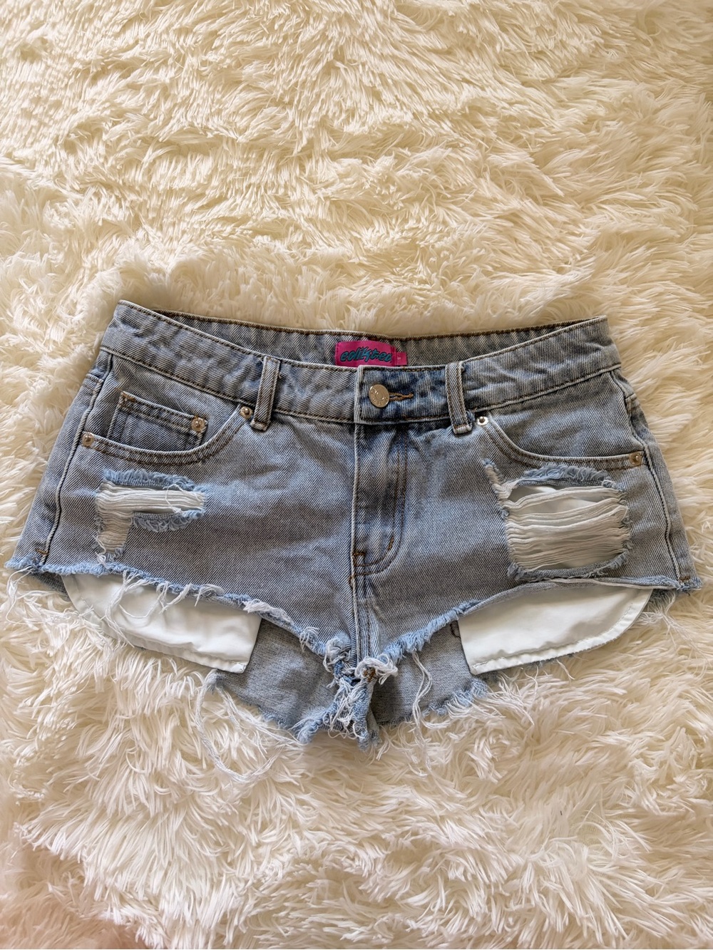 Edikted Distressed Denim Shorts